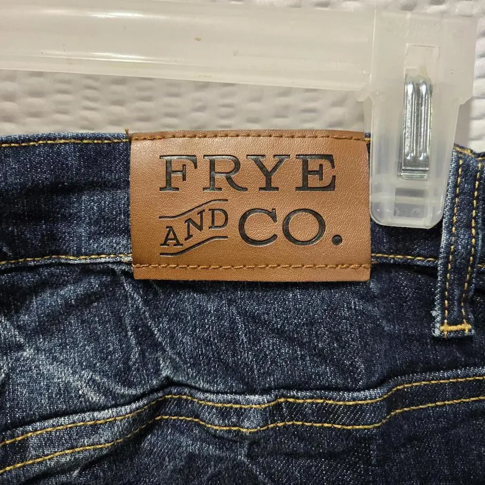 Frye And Co. Men's Straight Leg Dark Wash Distressed Whiskered Jeans Size 38X30